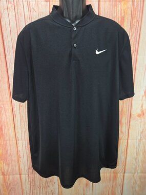 Nike Dri-Fit Mens Standard Fit Baseball Collar Black Polo XL